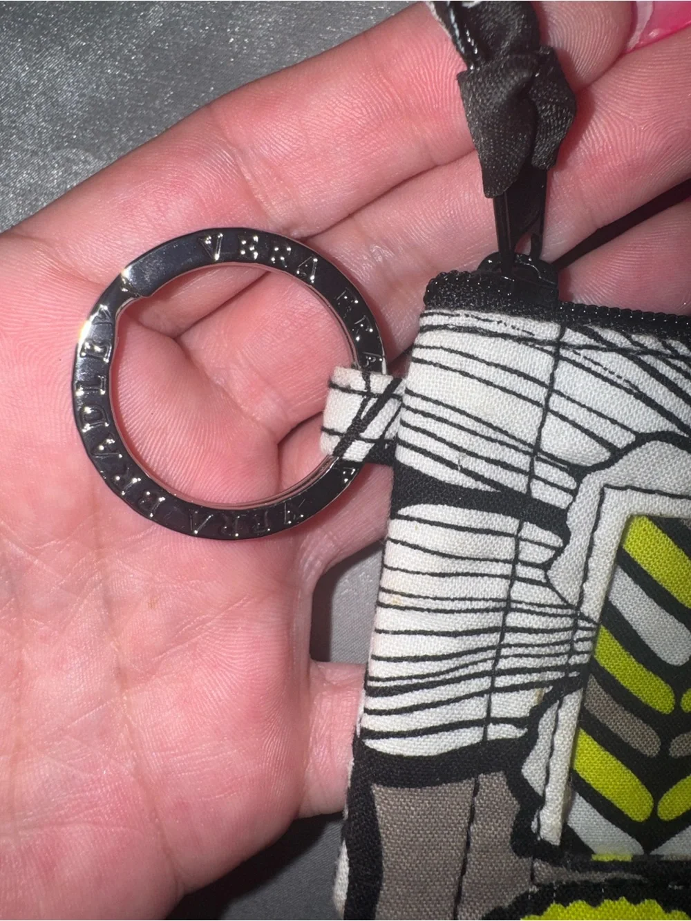 Vera Bradley Black & White Floral Key Ring Pouch